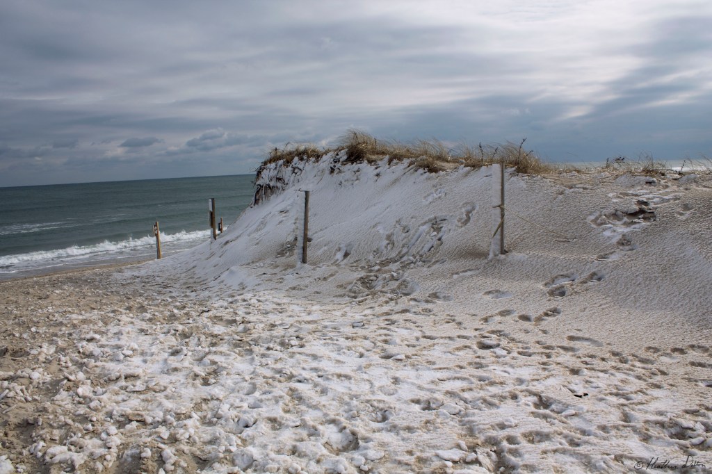 Photograph of snow on beach