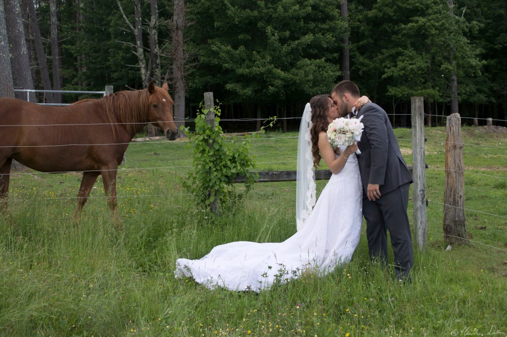 Farm wedding kiss photograph