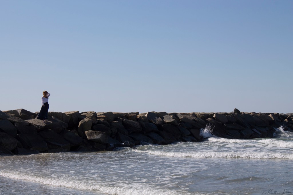 Woman on Jetty Cape Cod Searching