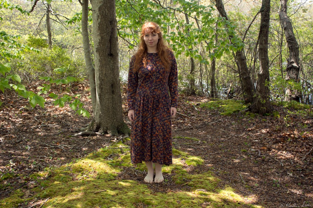 photograph woman standing woods